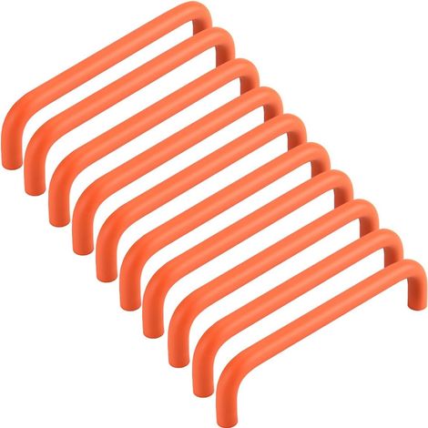 JSSEVN - Set of 10 furniture handles, aluminum kitchen cabinet handles, hole spacing: 96 mm, orange stem drawer handles with screws (1/5)