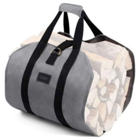Sac de Transport pour Bois de Chauffage, Sac pour Bois de Cheminée, Toile Sac à Bûche, Sac Transport Résistant à Eau, Accessoires de Cheminée Pliables, Idéal pour Poêles, Camping(Gris,99.1×45.7cm) (1/2)
