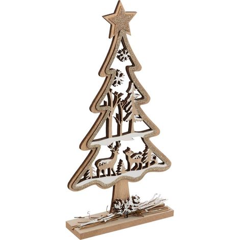 Abeto calado con reno 29cm madera - Feeric lights & christmas