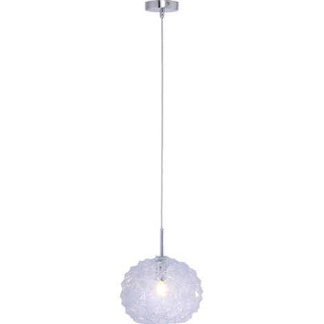 Hängeleuchte Glas Pendelleuchte Retro Esszimmerleuchte Glaskugel, blau, 1x E14 Fassungen, DxH 25x120 cm