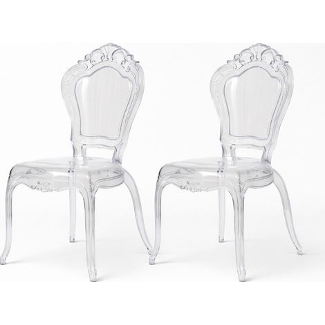 Set 2 sillas de policarbonato transparente Silla de cocina/sala de estar Sillones de plástico para comedor Sillón dormitorio (1/5)