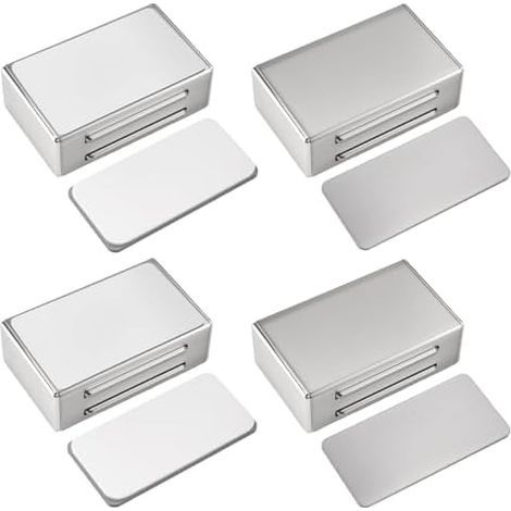 4 Aimant Porte Placard avec Autocollant, Puissant Fermeture de Meuble pour Armoire, Aimants D'armoire Loquet Porte, Magnétique Fermetures Cuisine, Salle Bain, Placard, Armoire - (1/5)