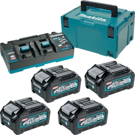 Makita Zubehör - Set Ladegerät und 4x Akku 40 V XGT 4,0 Ah 191U28-6