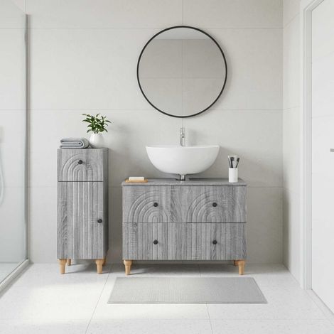 vidaXL 2 Piece Bathroom Cabinet Set ALKMAAR Grey Sonoma (1/5)