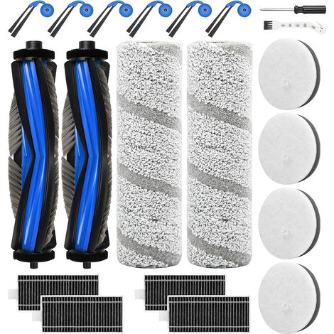 20 Accessoires Pour ECOVACS X11 OMNICYCLONE Aspirateur Robot laveur, 6 Brosses latérales, 4 Filtres, 4 Coton filtrant, 2 Rouleaux de nettoyage, 2 Brosse principale, 1Brosse de nettoyage (1/5)