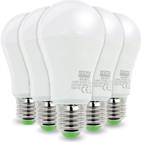 Set di 5 lampadine a LED E27 14W Eq 100W Température de Couleur: Bianco caldo 2700K (1/5)