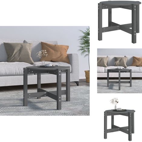 Couchtisch Grau Ø 62,5x45 cm Massivholz Kiefer - Couchtisch - Holzt Tisch - Wohnzimmerdeko - Kiefernholzmöbel - Grau Couchtisch (1/5)