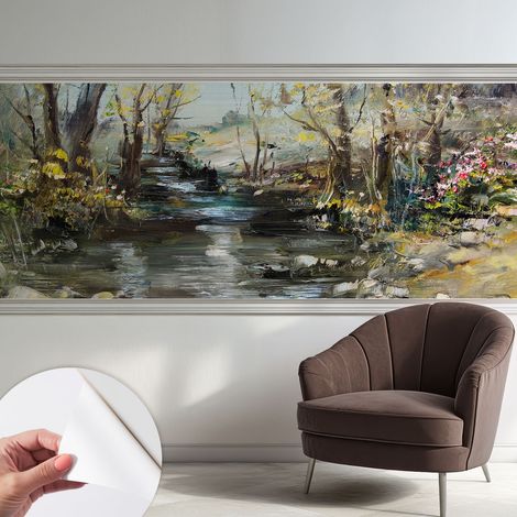 Fotomurale adesivo stickers - murali decorativo - soggiorno moderno - effetto realistico - Ruscello nel bosco 250x104 cm (1/5)