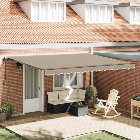 Store banne-Auvent Rétractable Beige 450x300 cm Tissu et Aluminium (1/4)