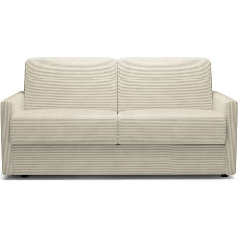 Divano 3 posti in velluto a coste avorio convertibile in letto 140x190 cm - GIULIA