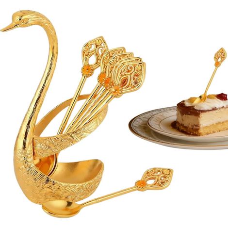 Cuillères À Café Six Pièces En De Zinc Avec Support Cygne Élégants Accessoires de Bar pour Boissons Idéal pour Maison Cuisine Restaurant Bureau Fête Anniversaire Déménagement (1/5)