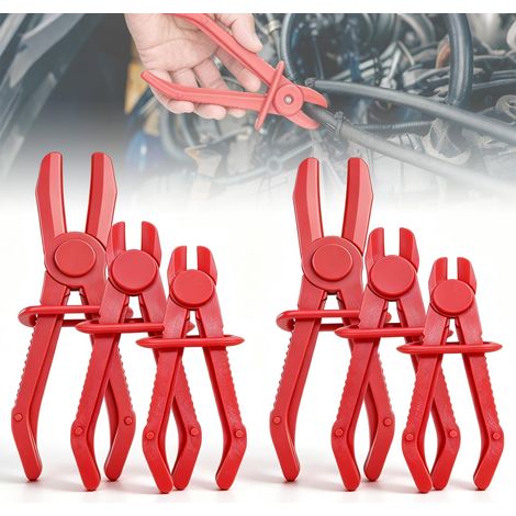 6 Pièces Pince Durite Rouges, Pince Durite Refroidissement de 3 Tailles avce Anneau de Verrouillage pour Tuyaux Flexibles, Tuyaux de Refroidissement, Conduites de Carburant, Freins (1/5)