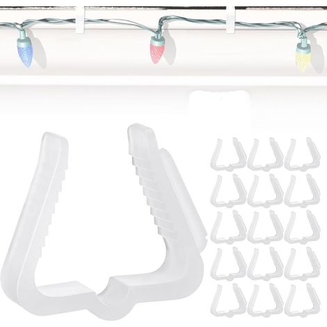 Lot de 15 crochets de gouttière pour guirlandes lumineuses, support de gouttière pour éclairage de Noël, mini crochets lumineux, clips de lumière de Noël, crochets d'éclairage de Noël extérieur (1/5)