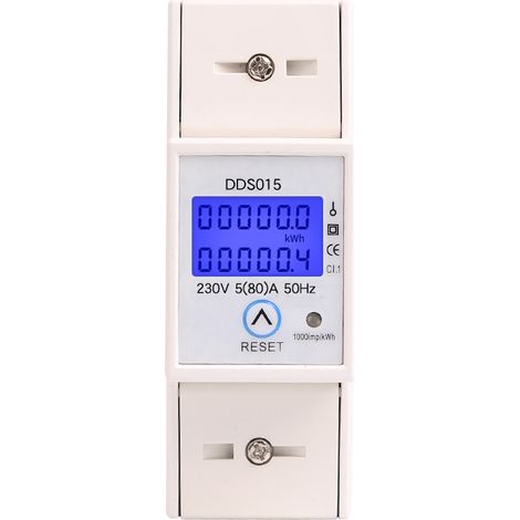 Single Phase Energy Meter 5-80A 230V 50Hz Single Phase LCD Backlit Energy Meter KWh Meter DIN Rail Mount DDS015 Watt KWh Meter