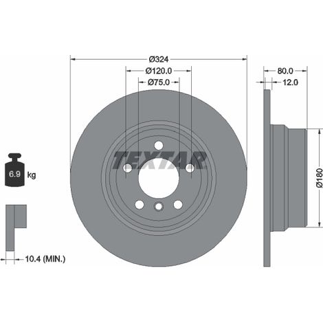 Lot de 2 Disques de frein Textar 92107403 BMW 1164911 34211164911 34216765458