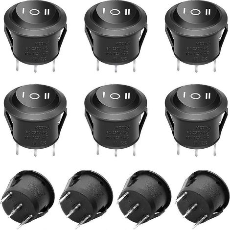 Lot de 10 interrupteurs à bascule noirs, 250 V CA/6 A, 125 V/10 A, marche/arrêt/marche, SPDT, mini 3 positions (1/5)