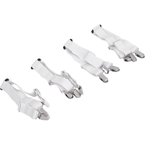 Set of 4 Bed Sheet Fasteners, Stainless Steel Elastic Straps for Mattress Covers with Adjustable Triangular Design to Hold Fitted Sheets in Place (1/5)