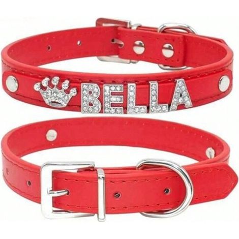 Collier pour chien en cuir rouge - convient aux chiens de grande, moyenne et petite taille - taille S