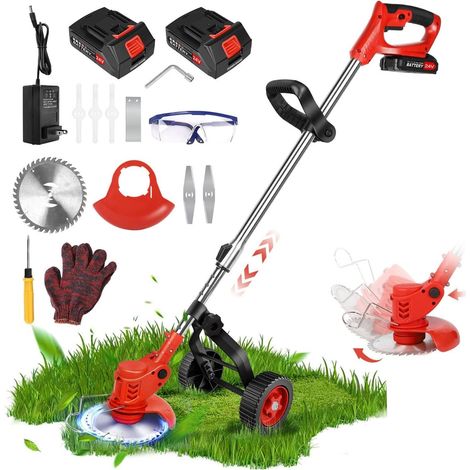 24V électrique sans Fil Coupe-Herbe Tondeuse à Gazon Taille-haie réglable Portable Jardin Puissance élagage Puissance de Coupe avec Roues (1/5)
