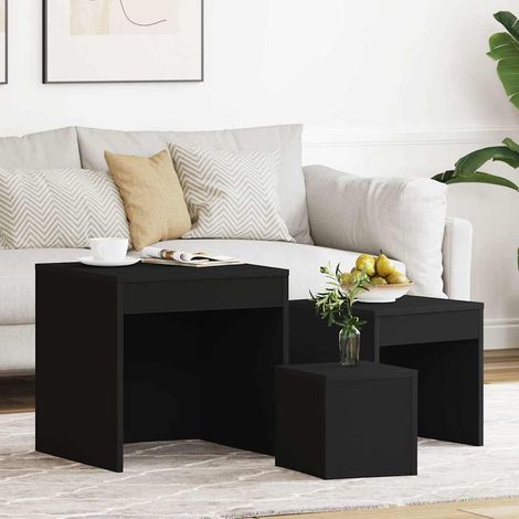Lot de 3 Tables basses gigognes - Tables de salon Tables Café Noir Aggloméré BV515121 - BonneVie (1/5)