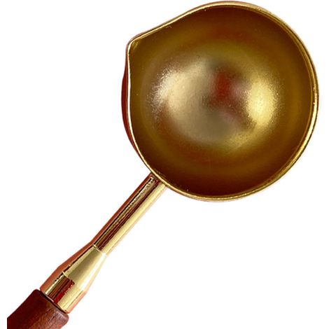 Cuillère à fondre la cire, style rétro, compacte et portable, avec manche en bois doré. (1/3)