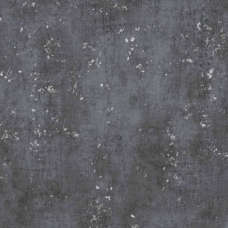 Papier peint uni imitation béton noir anthracite Tapisserie noir usée style rétro pour bureau Papier peint moderne pour déco industriel (1/4)