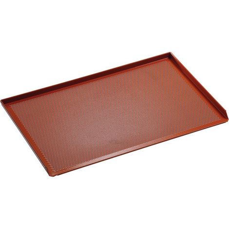 Plaque de Four Aluminium Siliconée Perforée 3 Côtés 600 x 400 - Bartscher