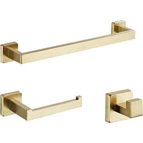 Aquí está el título optimizado: Portarrollos de papel higiénico de acero inoxidable dorado cepillado con toallero de pared para baño (1/2)
