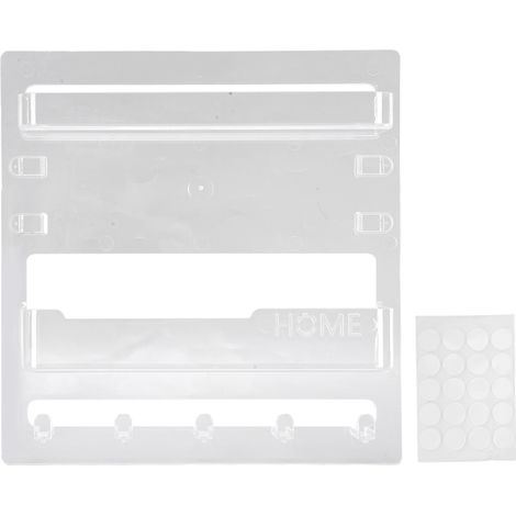 Étagère chevet organisateur accessoires mural autocollant – Dortoir rangement crochets lunettes télécommande écouteur téléphone chargeur transparent, rangement (1/5)