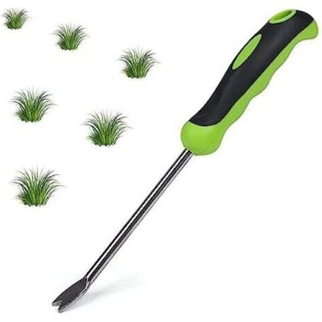 FENOPLASTICA33CM Manuelle Désherbage Racine Fourche Herbe Fourche Acier Inoxydable avec Manche Outil de Fourche Jardinage pour Creuser Désherber Ameublir Cadeaux pour jardiniers et jardinières Longueu (1/4)