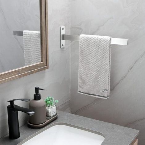 Porte Serviette Salle de Bain Double Porte-Serviettes Murale Brossé en Acier Inoxydable Argent pour Salle de Bain, Cuisine (1/4)