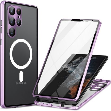 Custodia magnetica a doppio vetro MagSafe per Samsung Galaxy S23 Ultra, viola (1/5)