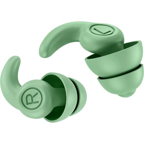 Bouchons D'oreille En Silicone À Isolation Acoustique, Réducteur De Bruit Pour Le Sommeil Et La Concentration, Couleur Vert Militaire-KZQ (1/5)