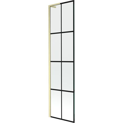 Mexen Next L Badewannenfaltwand 1-flügelig 50 x 150 cm, schwarzes Muster, gebürstetes Gold - 895-050-000-03-77-55 (1/5)
