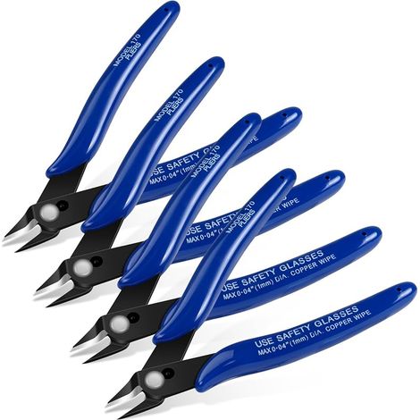 Pince coupante latérale précise - 4 pièces, Outillage électricien cutter affleurant fils durs mous fins - Bleu (1/5)