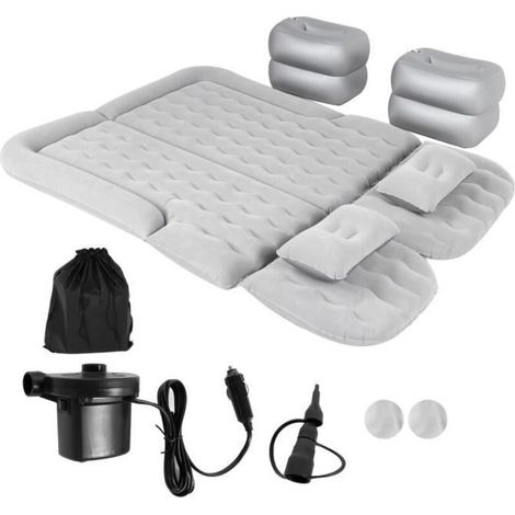 (Gray) Air Mattress Inflatable Travel Bed - 3 Person - Flocked Surface - Electric Air Pump (1/4)
