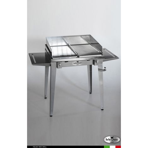 Grill 8.6 Inox Piastra mista - Con portapiatti - Con paraschizzi - Senza kit mensola e ruote - Satinato - barbecue, griglia, giardino, carne, a gas, acciaio made in Italy