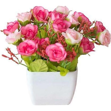 Bonsaï artificiel frais et sans entretien, sans arrosage, fausse plante en pot, décoration intérieurerose (1/5)