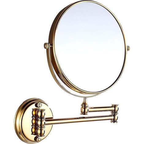 20 cm großer, faltbarer Retro-Schminkspiegel zur Wandmontage für Badezimmer, teleskopierbarer Falt-Schönheitsspiegel (Gold) (1/5)