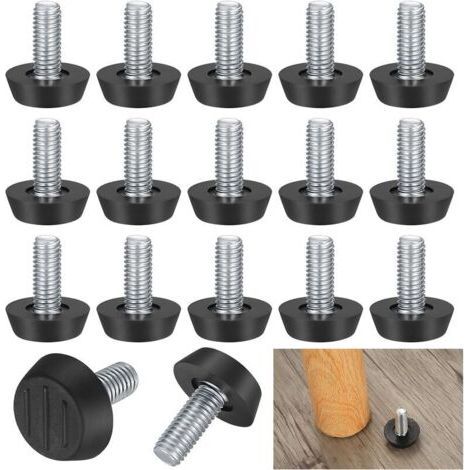 Juego de 22 patas niveladoras ajustables para muebles – M8 x 20 mm – Metal y goma – Protección silenciosa para el suelo (1/5)