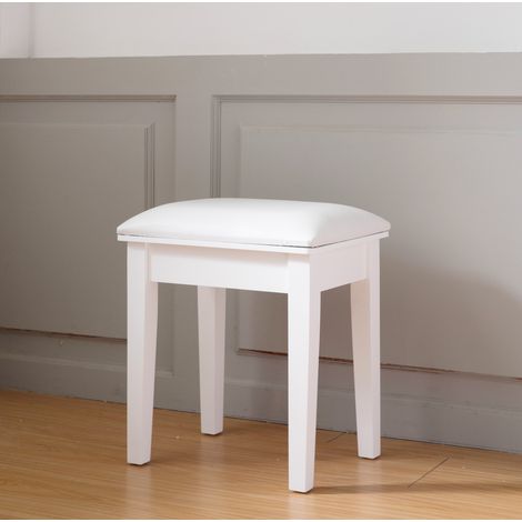 Sedia trucco senza schienale in legno bianca OKMYHOME (1/5)