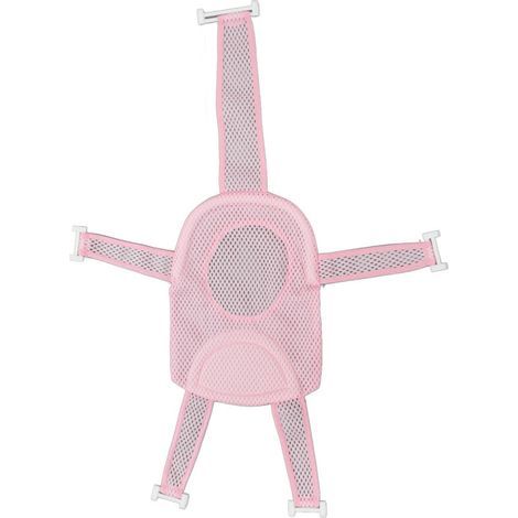 Siège de bain universel réglable pour bébé avec filet respirant antidérapant et appui-tête doux, rose (1/5)