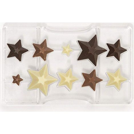Decora 0050134 Stampo Professionale Cioccolatino Stella, In Policarbonato, 10 cavità, 50 x 35 x 20 x 15h mm, Ideale per Realizzare Cioccolatini Lucidi e Croccanti, Design Professionale, Made in Italy (1/2)