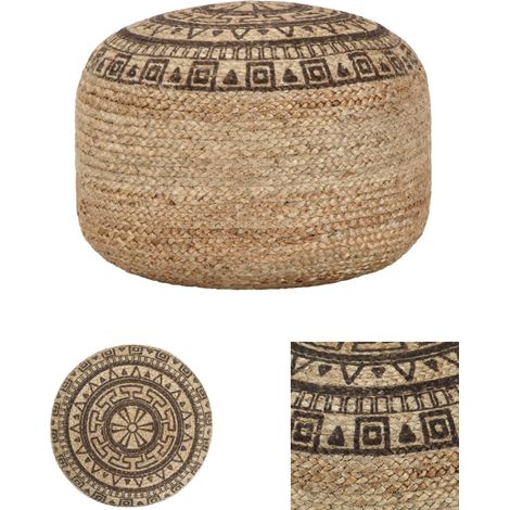 The Living Store - Handgefertigter Sitzpuff Braun 45 x 30 cm Jute (1/3)