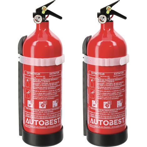 Lot de 2 extincteurs 2kg classe ABC avec manomètre - AUTOBEST