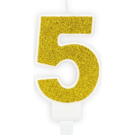 Candela numero "5" con glitter dorati (1/2)