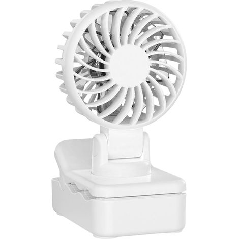 Petit ventilateur de bureau rechargeable par USB, portable et à pince, silencieux et rafraîchissant, avec un flux d'air puissant (6 x 7 x 10,6 cm) (1/5)