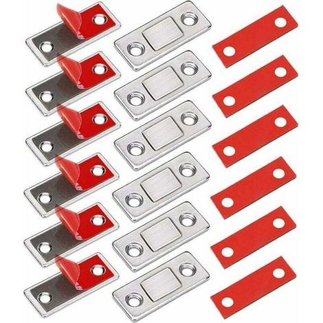 Set di 6 chiusure magnetiche ultrasottili per ante di armadi, chiusure adesive per mobili, potenti magneti per porte scorrevoli, cassetti, finestre e armadi. (1/4)