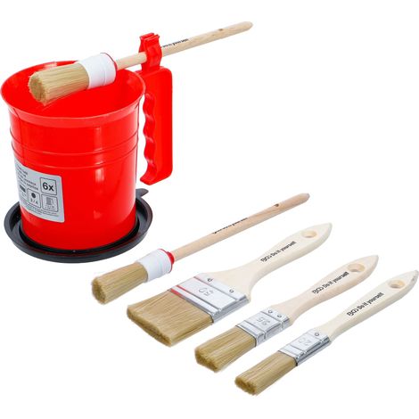 BGS TECHNIC Ensemble de pinceaux plats/à bague avec godet de peinture, 6 pièces