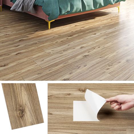 Dalle PVC Adhesive Sol Cuisine 90x15cm Lame PVC Adhesive Sol Imperméable Papier Adhesif Bois Mur Revetement Adhesif Bois Chêne Lino Sols Adhésif Parquet Adhésif Sols pour Chambre, 4 Dalles (1/5)